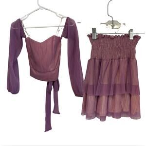 House of Wallace Lavender Tulle Pleated Skirt and Top 2XS/3XS